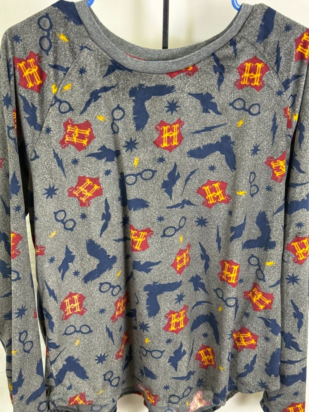 Harry Potter Hogwarts Gray Long Sleeve Sleep Shirt Lounge Top XXL Youth